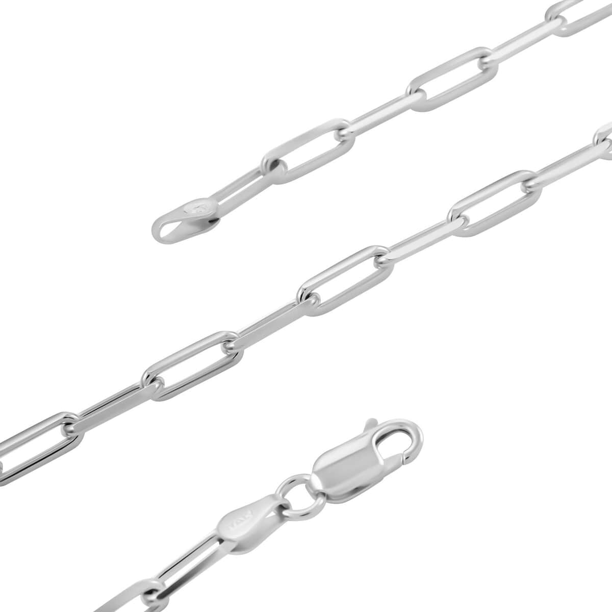 Italian Sterling Silver Paper Clip Chain Necklace 20 Inches 12.20 Grams image number 2