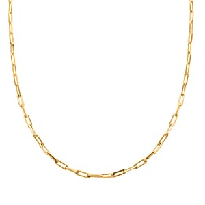 Italian 14K Yellow Gold Over Sterling Silver Paper Clip Chain Necklace 20 Inches 12.20 Grams