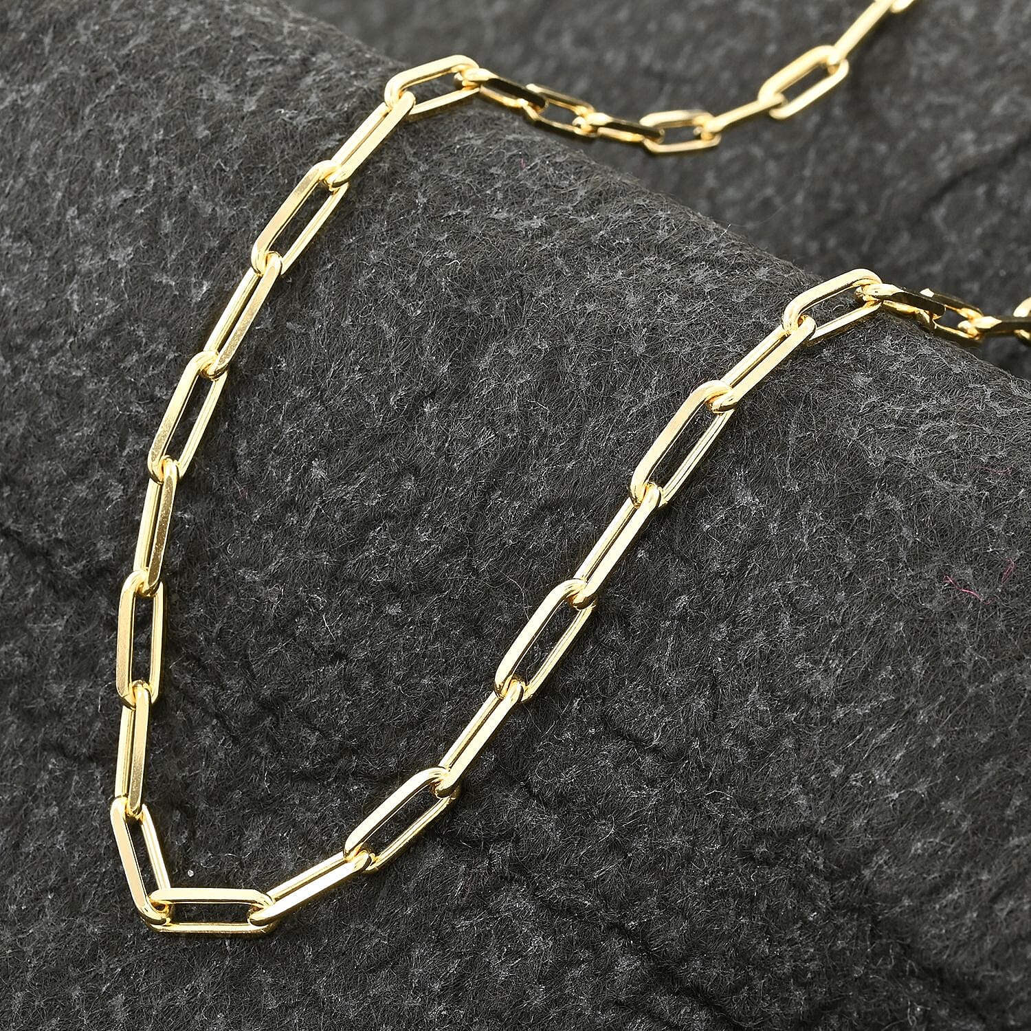 Italian 14K Yellow Gold Over Sterling Silver Paper Clip Chain Necklace 20 Inches 12.20 Grams