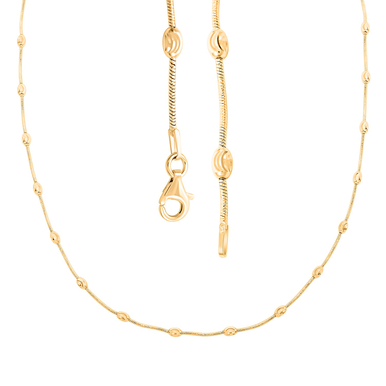 Italian 14K Yellow Gold Over Sterling Silver Oval Link Chain Necklace 20 Inches 6.90 Grams