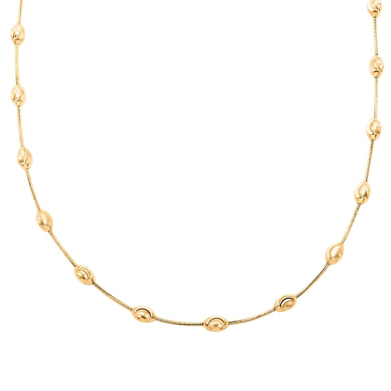 Italian 14K Yellow Gold Over Sterling Silver Oval Link Chain Necklace 18-20 Inches 11 Grams
