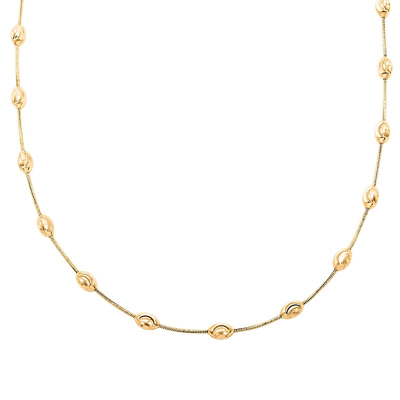 Italian 14K Yellow Gold Over Sterling Silver Oval Link Chain Necklace 18-20 Inches 11 Grams