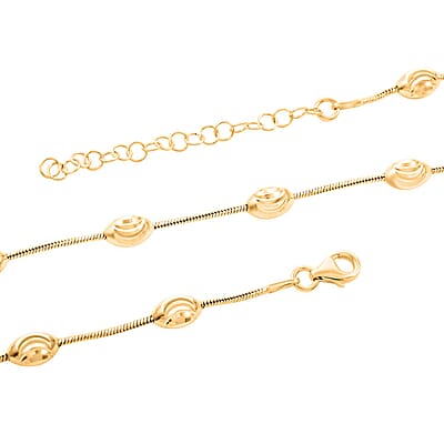 Italian 14K Yellow Gold Over Sterling Silver Oval Link Chain Necklace 18-20 Inches 11 Grams