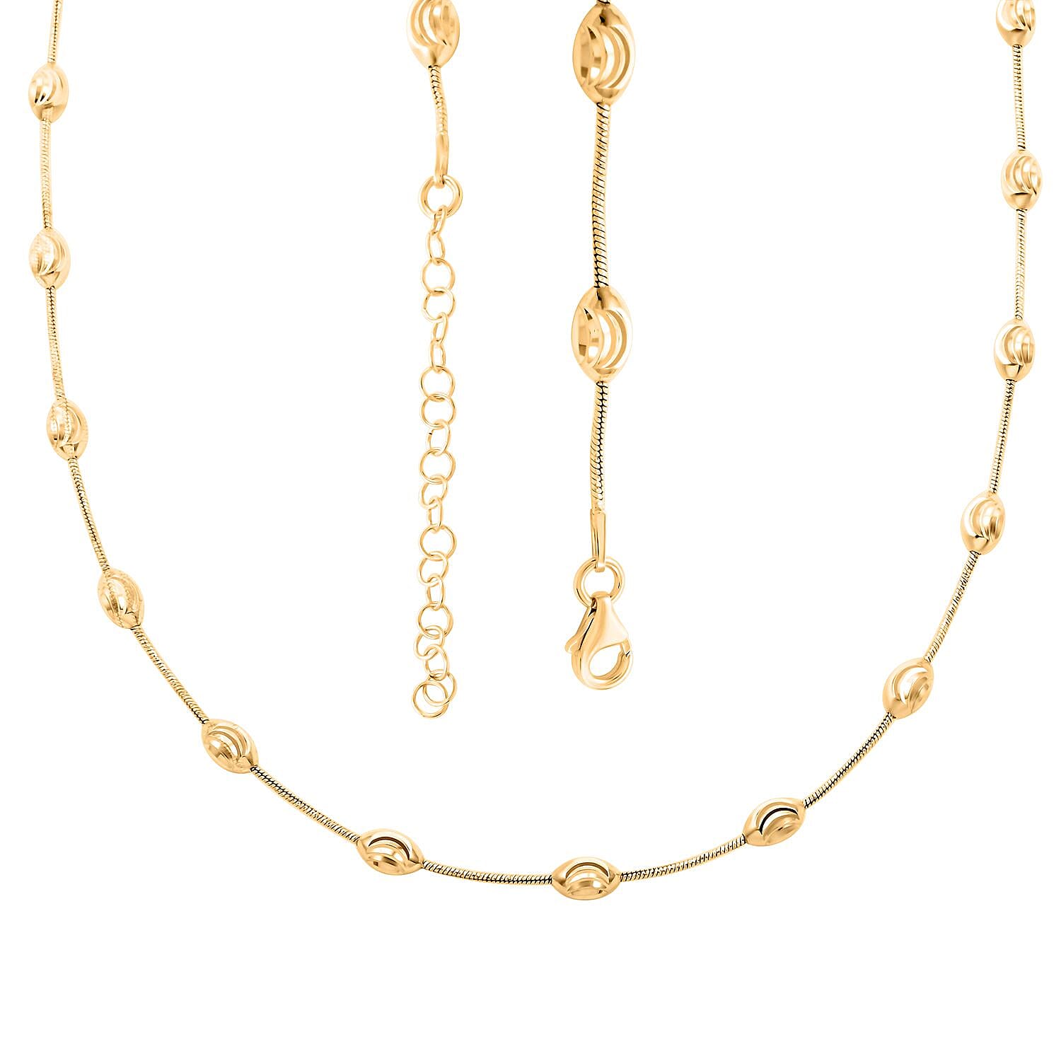 Italian 14K Yellow Gold Over Sterling Silver Oval Link Chain Necklace 18-20 Inches 11 Grams