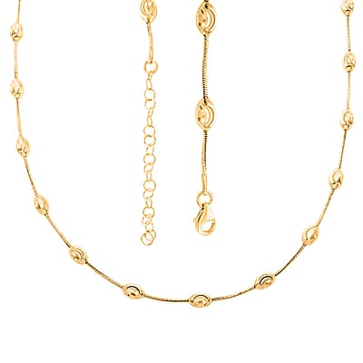 Italian 14K Yellow Gold Over Sterling Silver Oval Link Chain Necklace 18-20 Inches 11 Grams