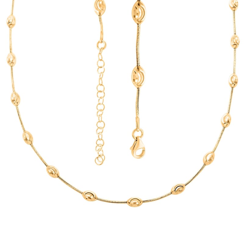 Italian 14K Yellow Gold Over Sterling Silver Oval Link Chain Necklace 18-20 Inches 11 Grams