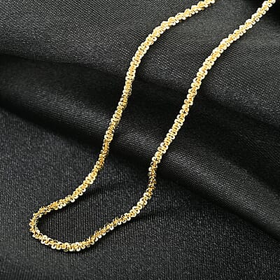 Italian 14K Yellow Gold Over Sterling Silver Margherita Chain Necklace 20 Inches 3.12 Grams