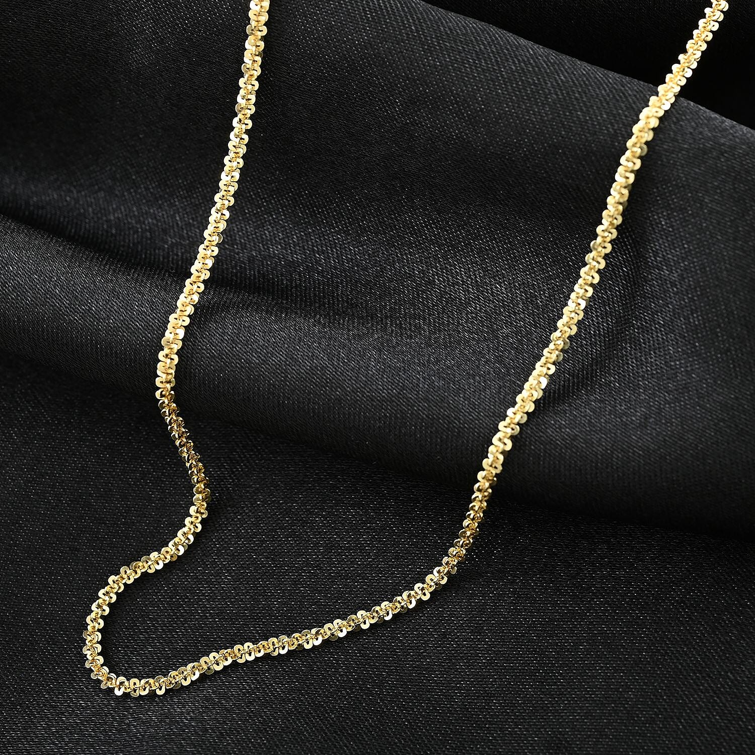 Italian 14K Yellow Gold Over Sterling Silver Margherita Chain Necklace 24 Inches 3.65 GRams