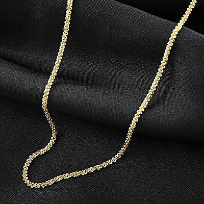 Italian 14K Yellow Gold Over Sterling Silver Margherita Chain Necklace 24 Inches 3.65 GRams