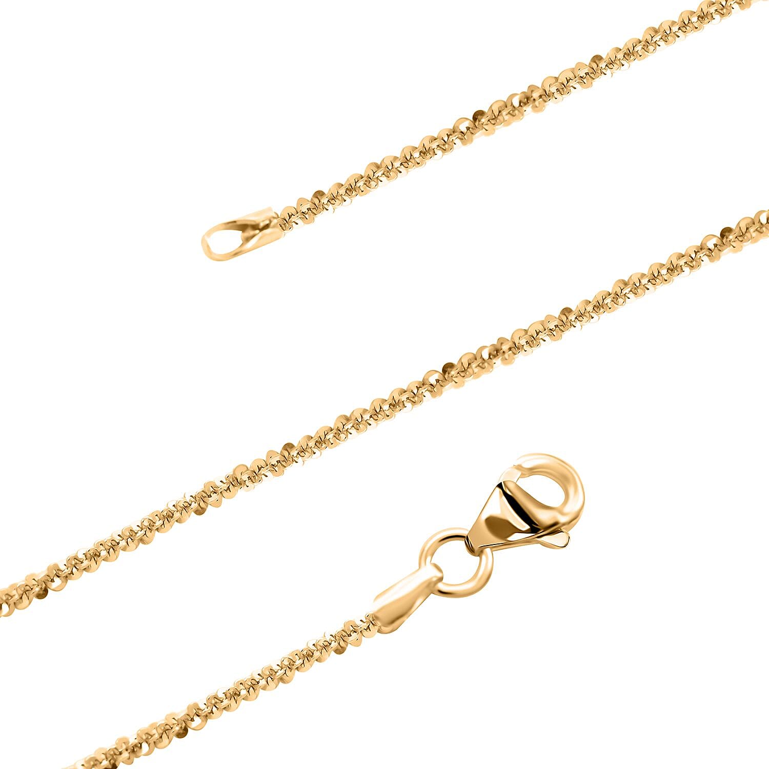 Italian 14K Yellow Gold Over Sterling Silver Margherita Chain Necklace 24 Inches 3.65 GRams