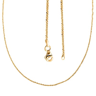 Italian 14K Yellow Gold Over Sterling Silver Margherita Chain Necklace 24 Inches 3.65 GRams