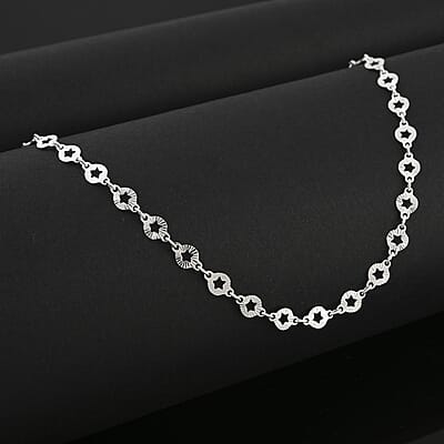 Italian Star Link Chain Necklace in Sterling Silver 24 Inches 5.05 Grams