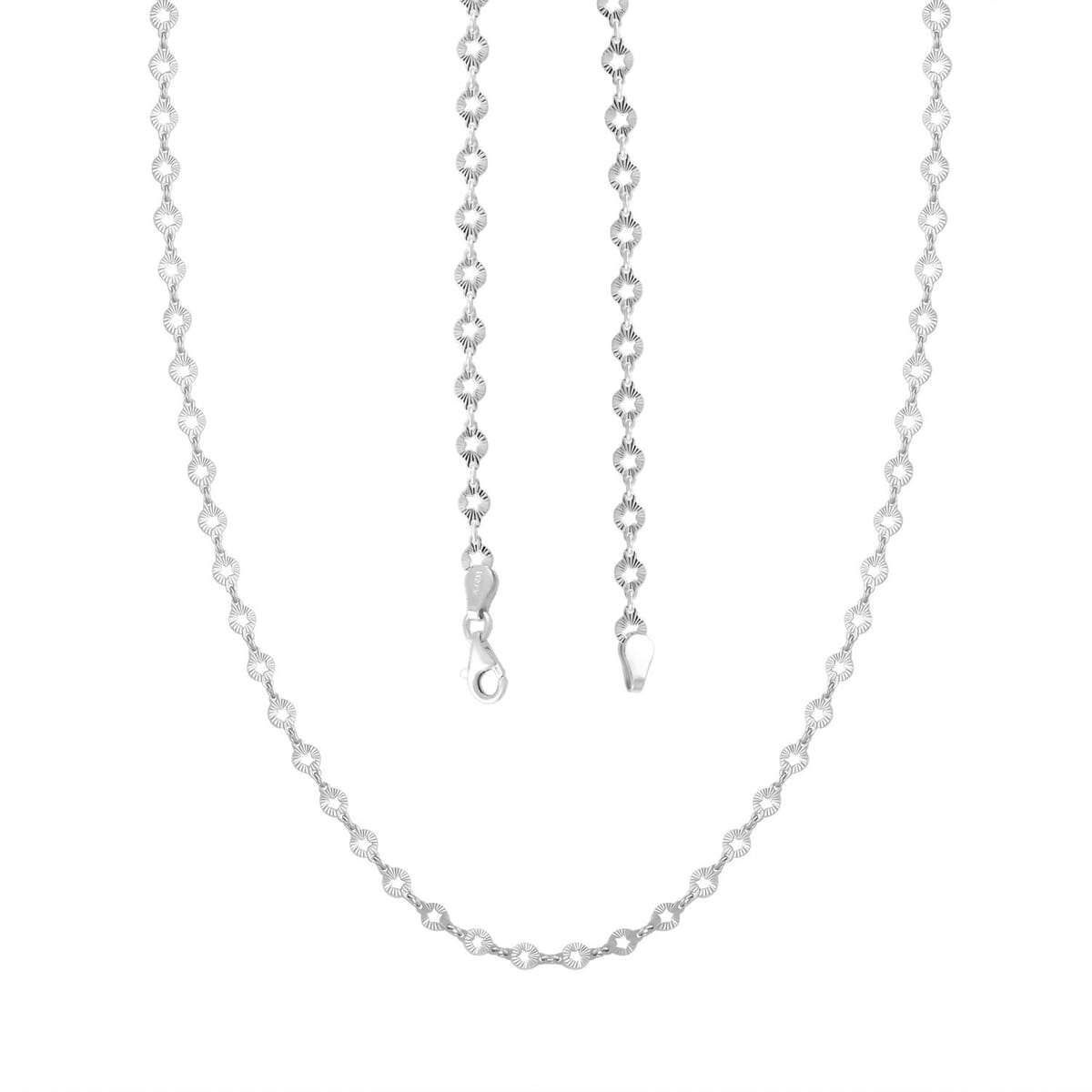 Italian Star Link Chain Necklace in Sterling Silver 24 Inches 5.05 Grams image number 3