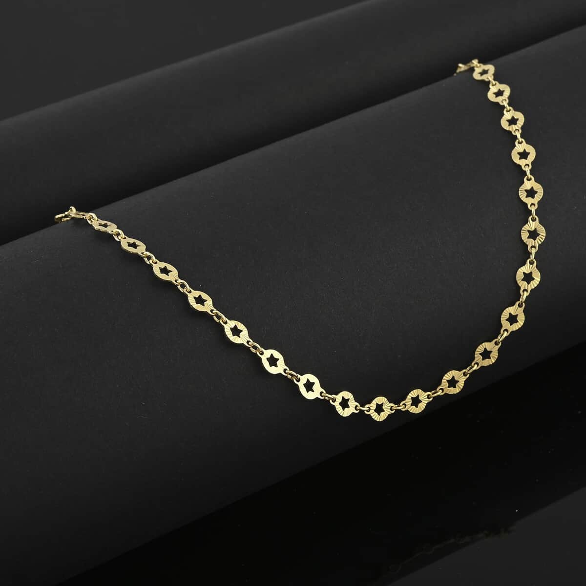 Italian Star Link Chain Necklace in 14K Yellow Gold Over Sterling Silver 24 Inches 5.05 Grams image number 1