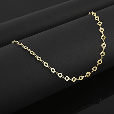Italian Star Link Chain Necklace in 14K Yellow Gold Over Sterling Silver 24 Inches 5.05 Grams