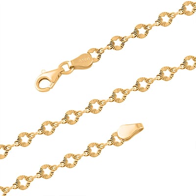 Italian Star Link Chain Necklace in 14K Yellow Gold Over Sterling Silver 24 Inches 5.05 Grams