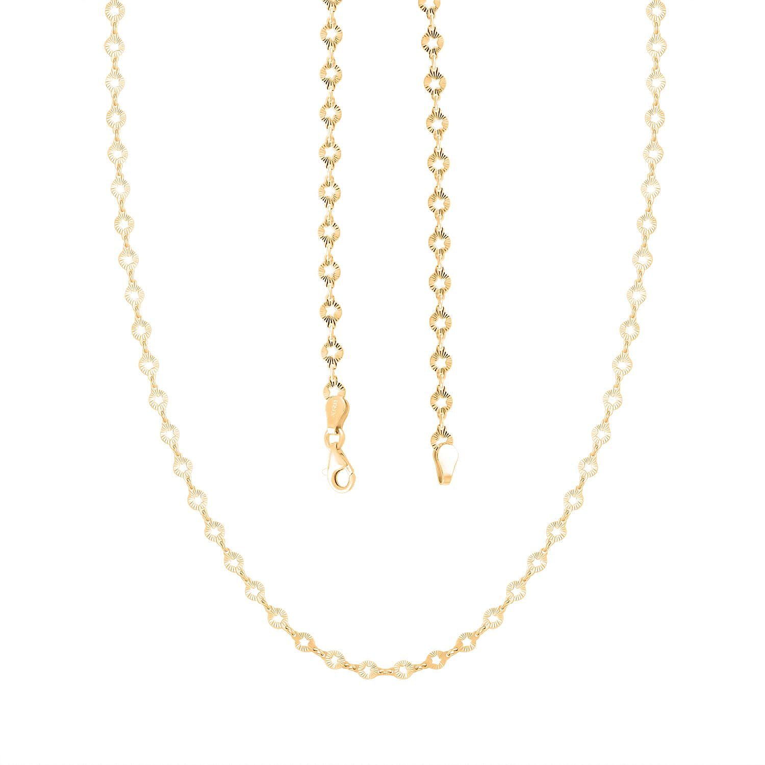 Italian Star Link Chain Necklace in 14K Yellow Gold Over Sterling Silver 24 Inches 5.05 Grams