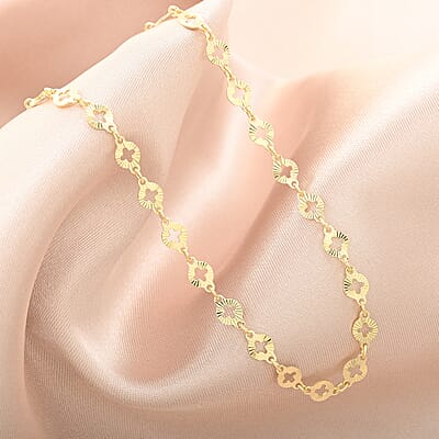 Italian 14K Yellow Gold Over Sterling Silver Arte 14 Star Chain Necklace 24 Inches 5.05 Grams