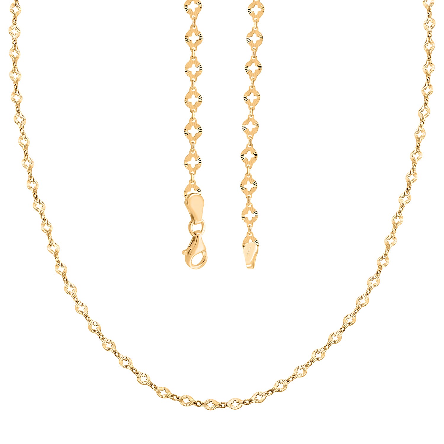Italian 14K Yellow Gold Over Sterling Silver Arte 14 Star Chain Necklace 24 Inches 5.05 Grams