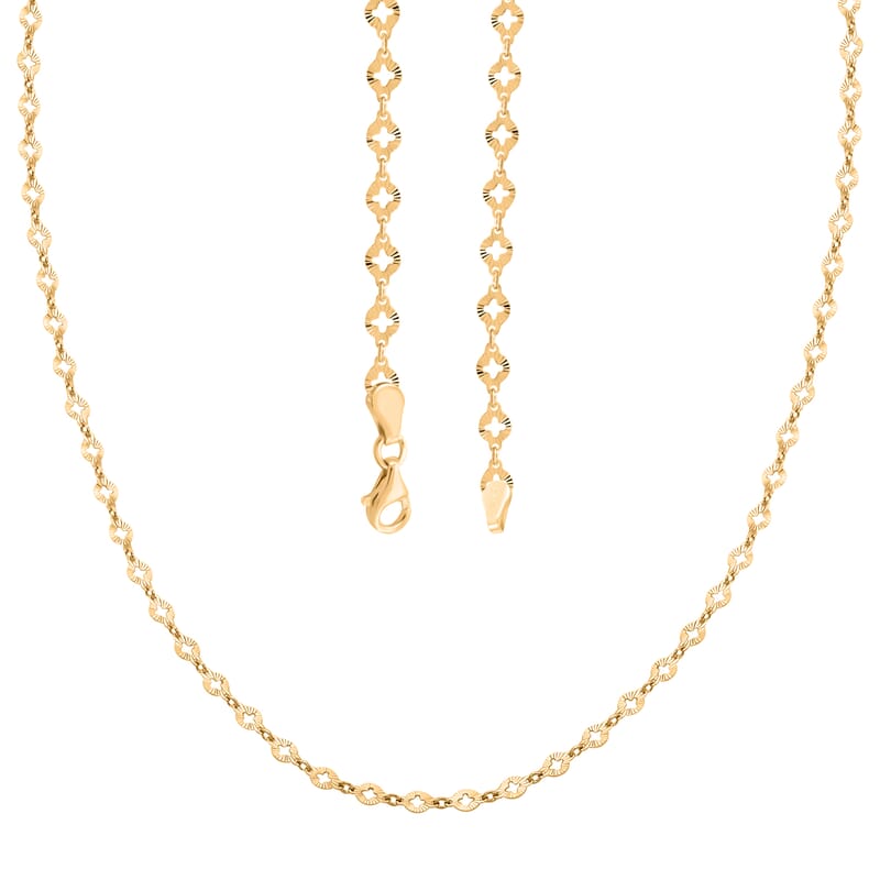 Italian 14K Yellow Gold Over Sterling Silver Arte 14 Star Chain Necklace 24 Inches 5.05 Grams
