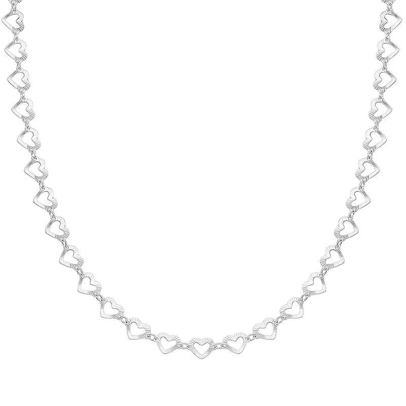 Italian Sterling Silver Heart Link Chain Necklace 18-20 Inches 5.15 Grams
