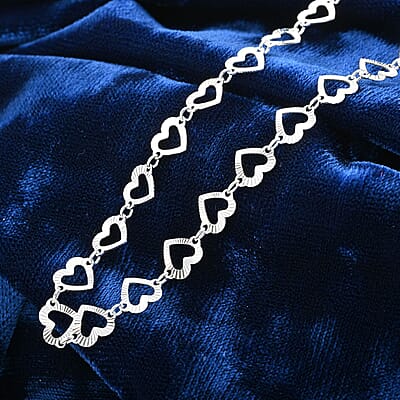 Italian Sterling Silver Heart Link Chain Necklace 18-20 Inches 5.15 Grams