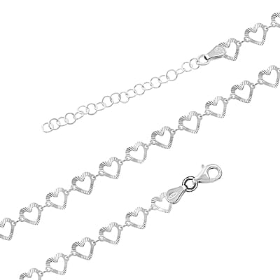 Italian Sterling Silver Heart Link Chain Necklace 18-20 Inches 5.15 Grams