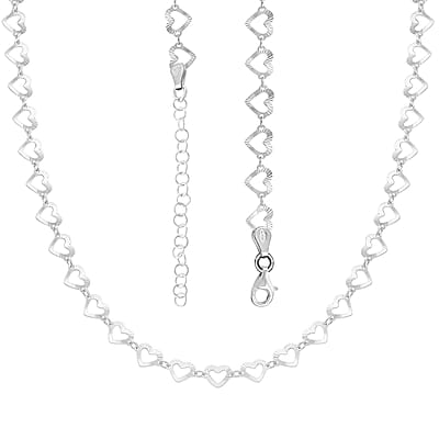 Italian Sterling Silver Heart Link Chain Necklace 18-20 Inches 5.15 Grams