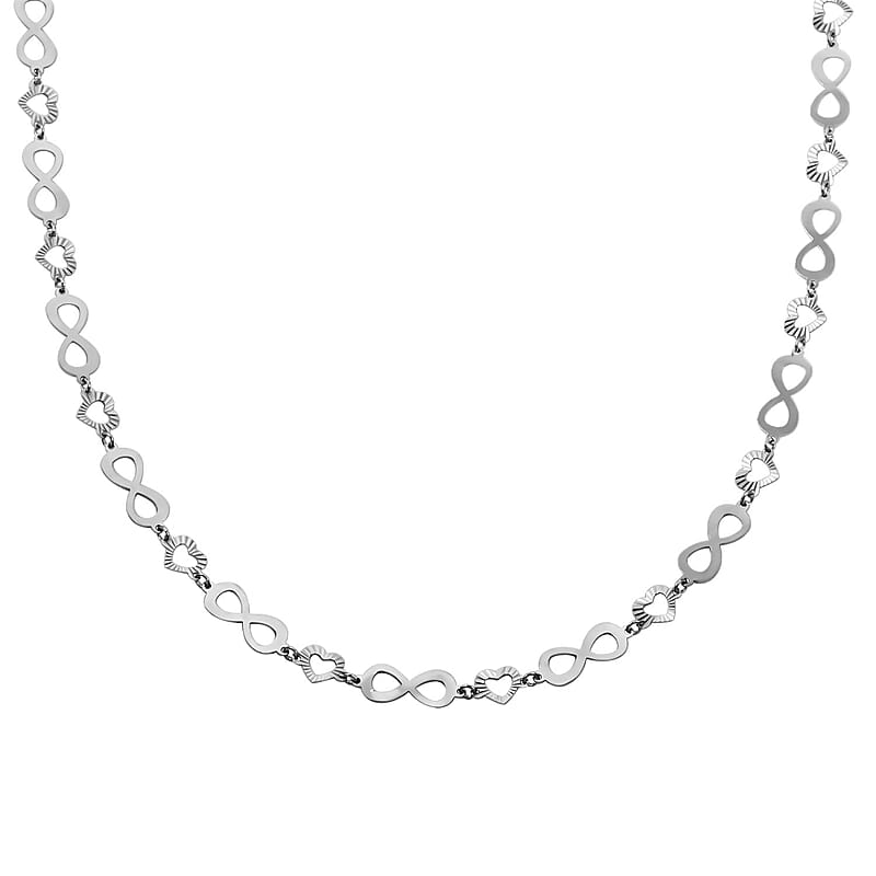 Italian Sterling Silver Heart and Infinity Link Chain Necklace 18-20 Inches 5.85 Grams