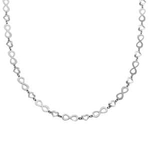 Italian Sterling Silver Heart and Infinity Link Chain Necklace 18-20 Inches 5.85 Grams