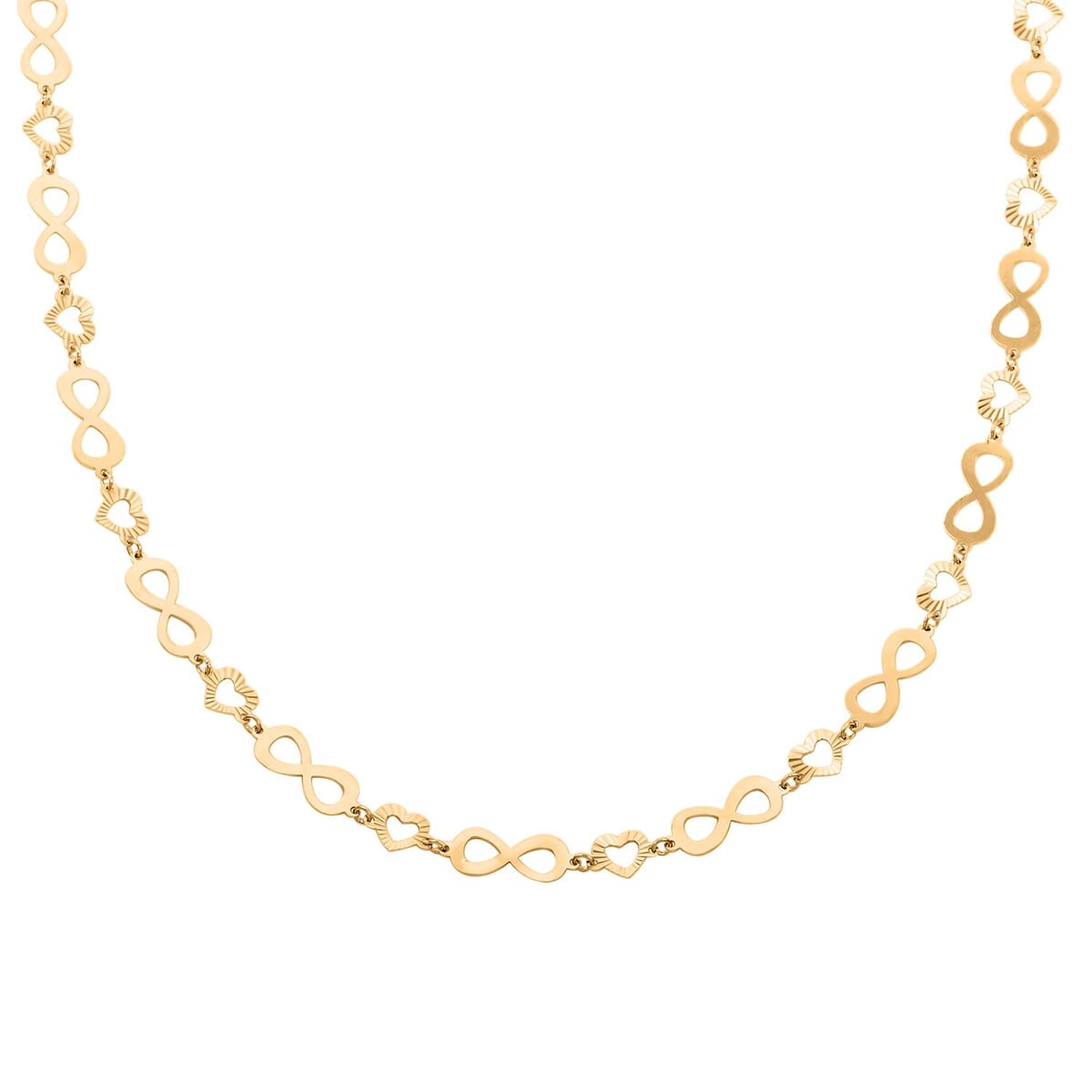 Italian 14K Yellow Gold Over Sterling Silver Heart and Infinity Link Chain Necklace 18-20 Inches 5.85 Grams image number 0