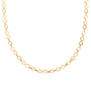 Italian 14K Yellow Gold Over Sterling Silver Heart and Infinity Link Chain Necklace 18-20 Inches 5.85 Grams