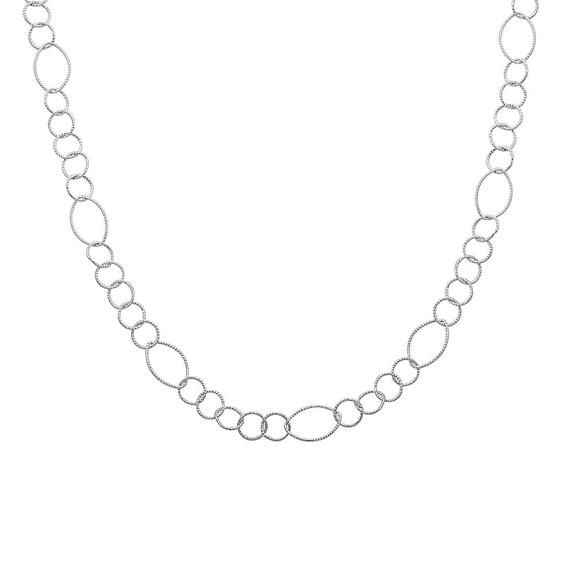 Italian Sterling Silver Circle Link Chain Necklace 22 Inches 8.75 Grams