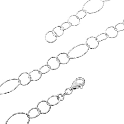 Italian Sterling Silver Circle Link Chain Necklace 22 Inches 8.75 Grams