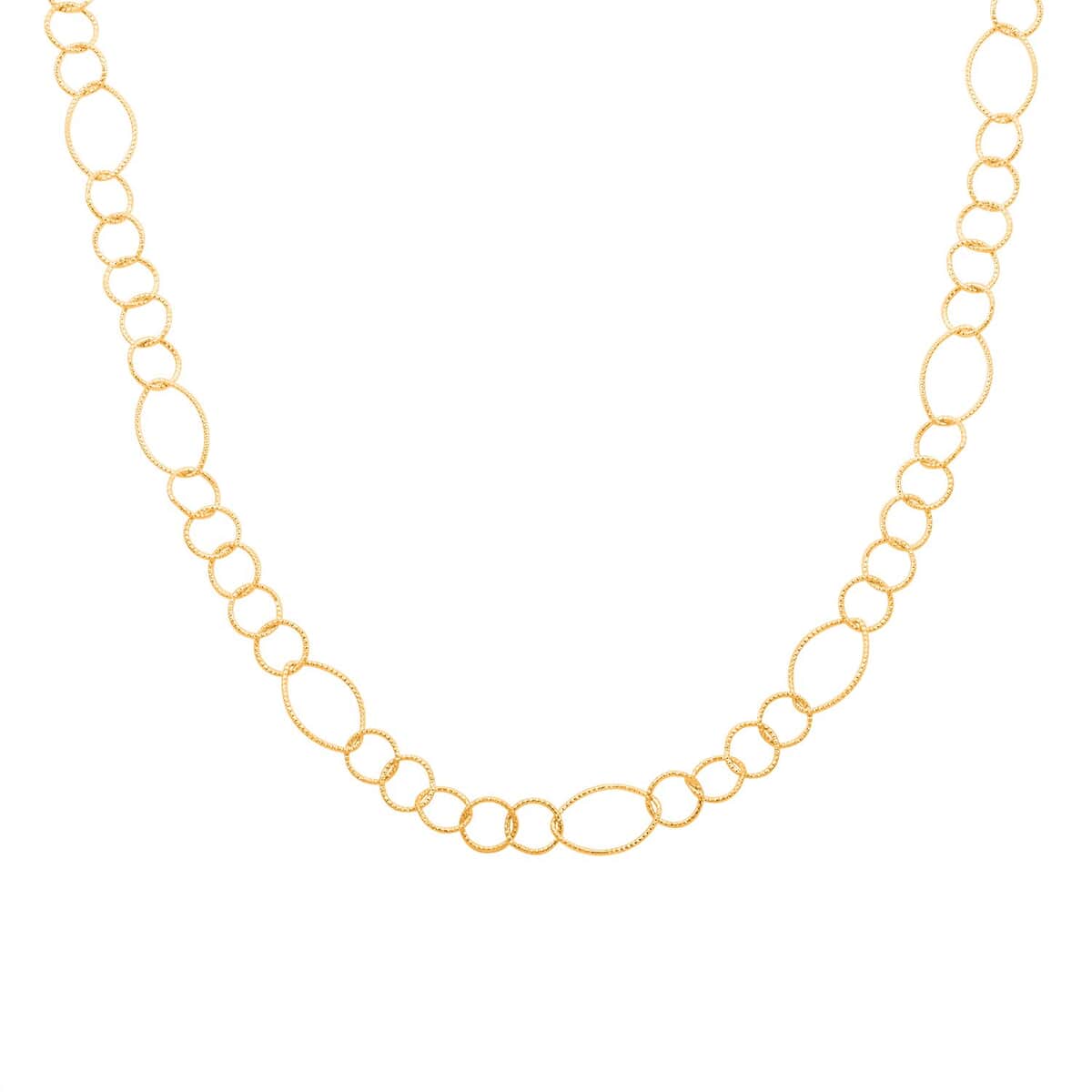 Italian 14K Yellow Gold Over Sterling Silver Circle Link Chain Necklace 22 Inches 8.75 Grams image number 0