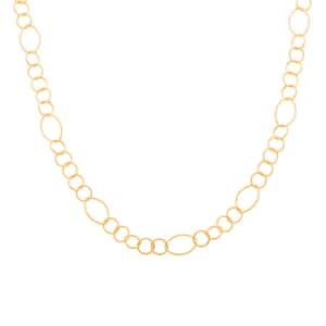 Italian 14K Yellow Gold Over Sterling Silver Circle Link Chain Necklace 22 Inches 8.75 Grams