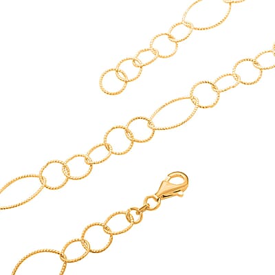 Italian 14K Yellow Gold Over Sterling Silver Circle Link Chain Necklace 22 Inches 8.75 Grams