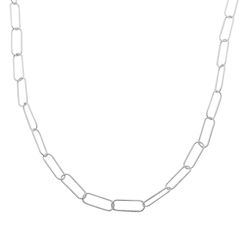 Italian Sterling Silver Paperclip Chain Necklace 22 Inches 7.10 Grams