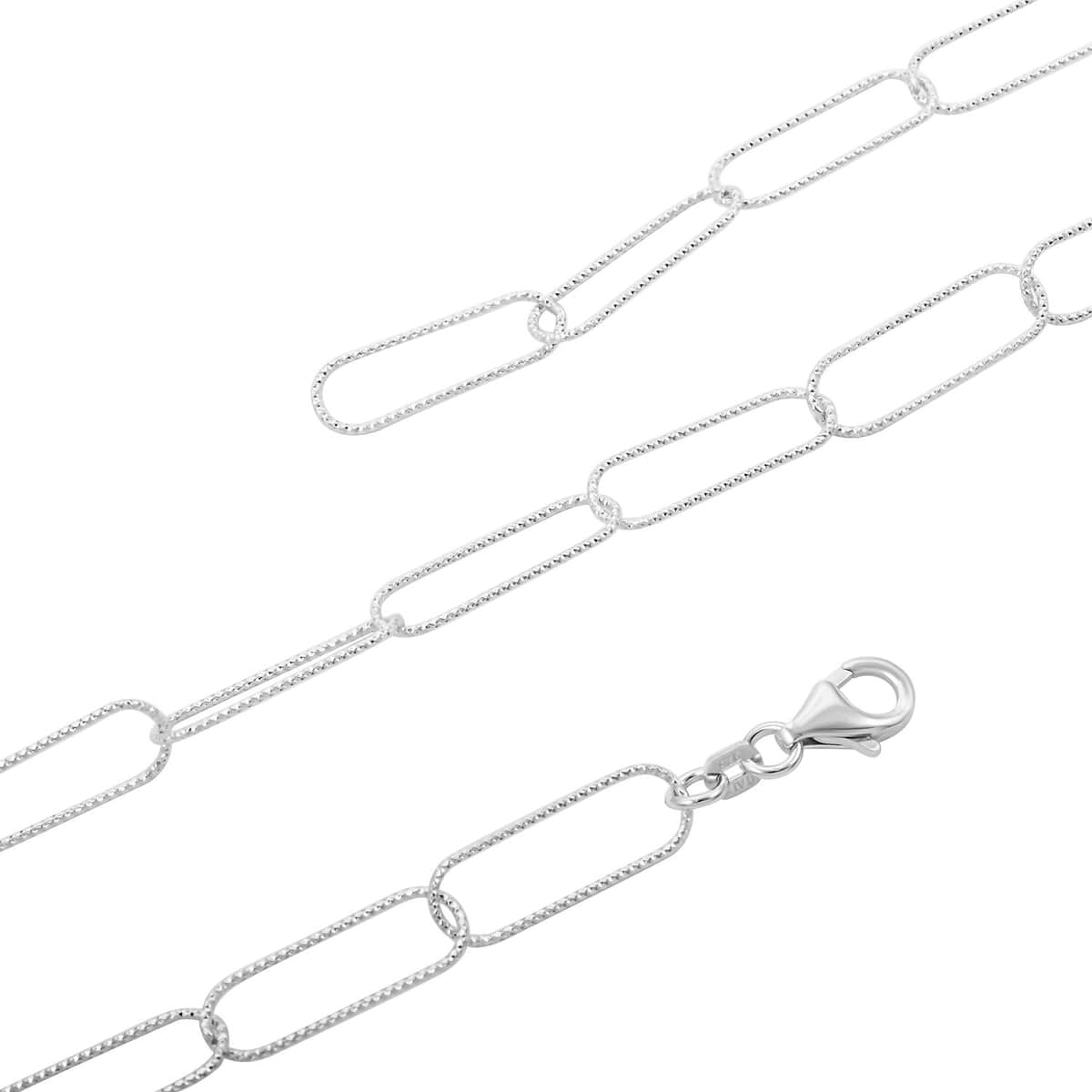 Italian Sterling Silver Paperclip Chain Necklace 22 Inches 7.10 Grams image number 2