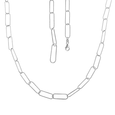 Italian Sterling Silver Paperclip Chain Necklace 22 Inches 7.10 Grams