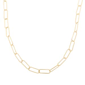 Italian 14K Yellow Gold Over Sterling Silver Paperclip Chain Necklace 22 Inches 7.10 Grams