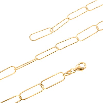 Italian 14K Yellow Gold Over Sterling Silver Paperclip Chain Necklace 22 Inches 7.10 Grams