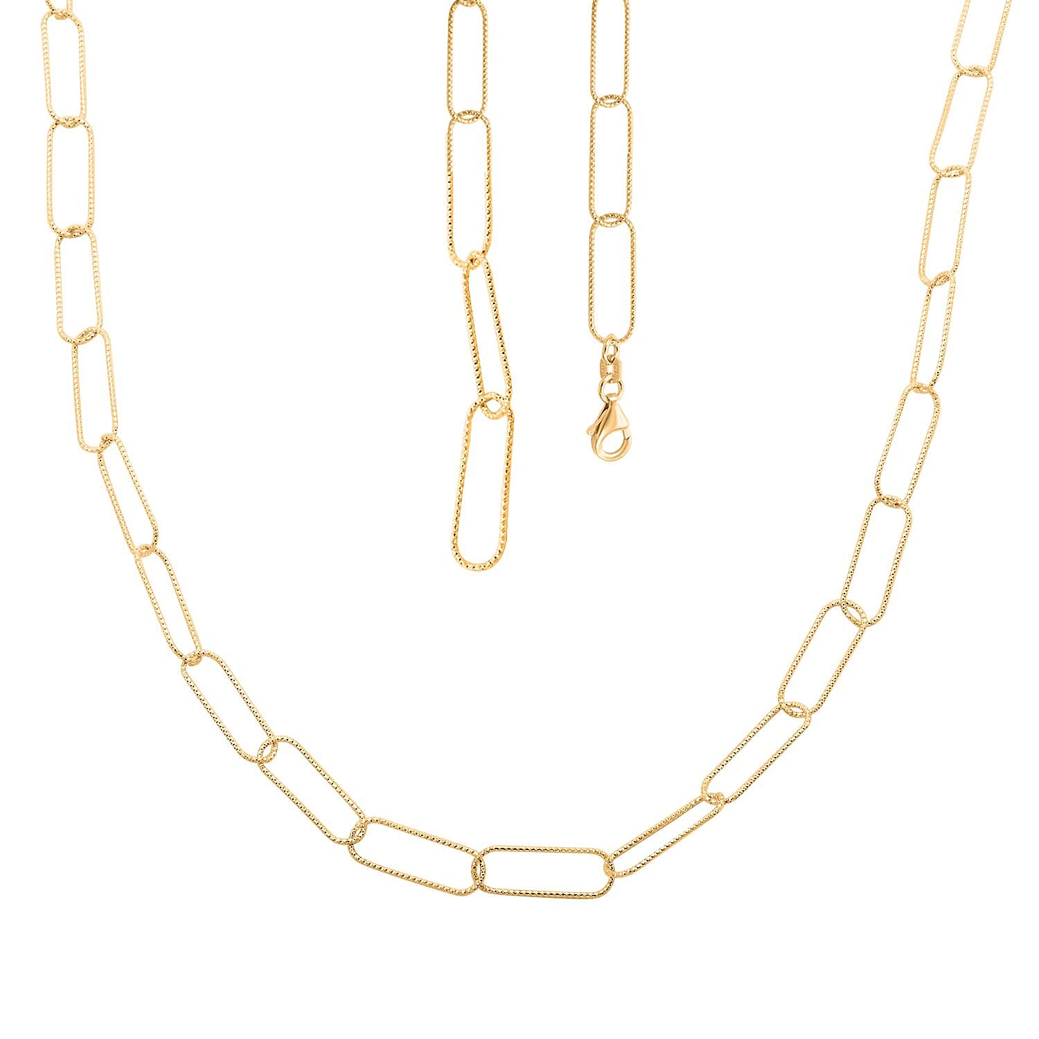 Italian 14K Yellow Gold Over Sterling Silver Paperclip Chain Necklace 22 Inches 7.10 Grams