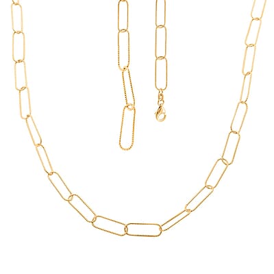 Italian 14K Yellow Gold Over Sterling Silver Paperclip Chain Necklace 22 Inches 7.10 Grams