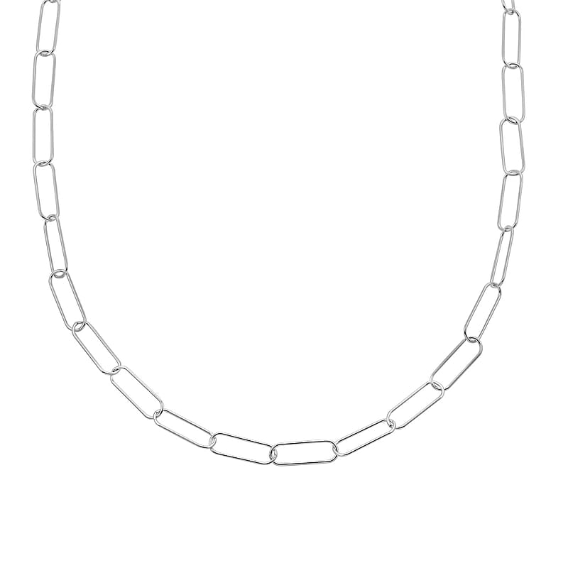 Italian Sterling Silver Paperclip Chain Necklace 22 Inches 7.30 Grams