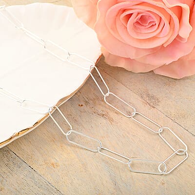 Italian Sterling Silver Paperclip Chain Necklace 22 Inches 7.30 Grams