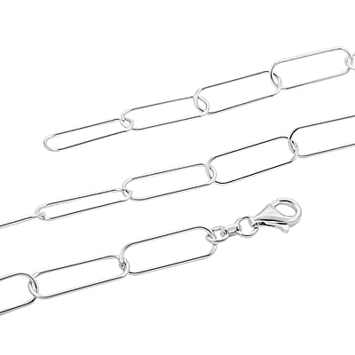 Italian Sterling Silver Paperclip Chain Necklace 22 Inches 7.30 Grams
