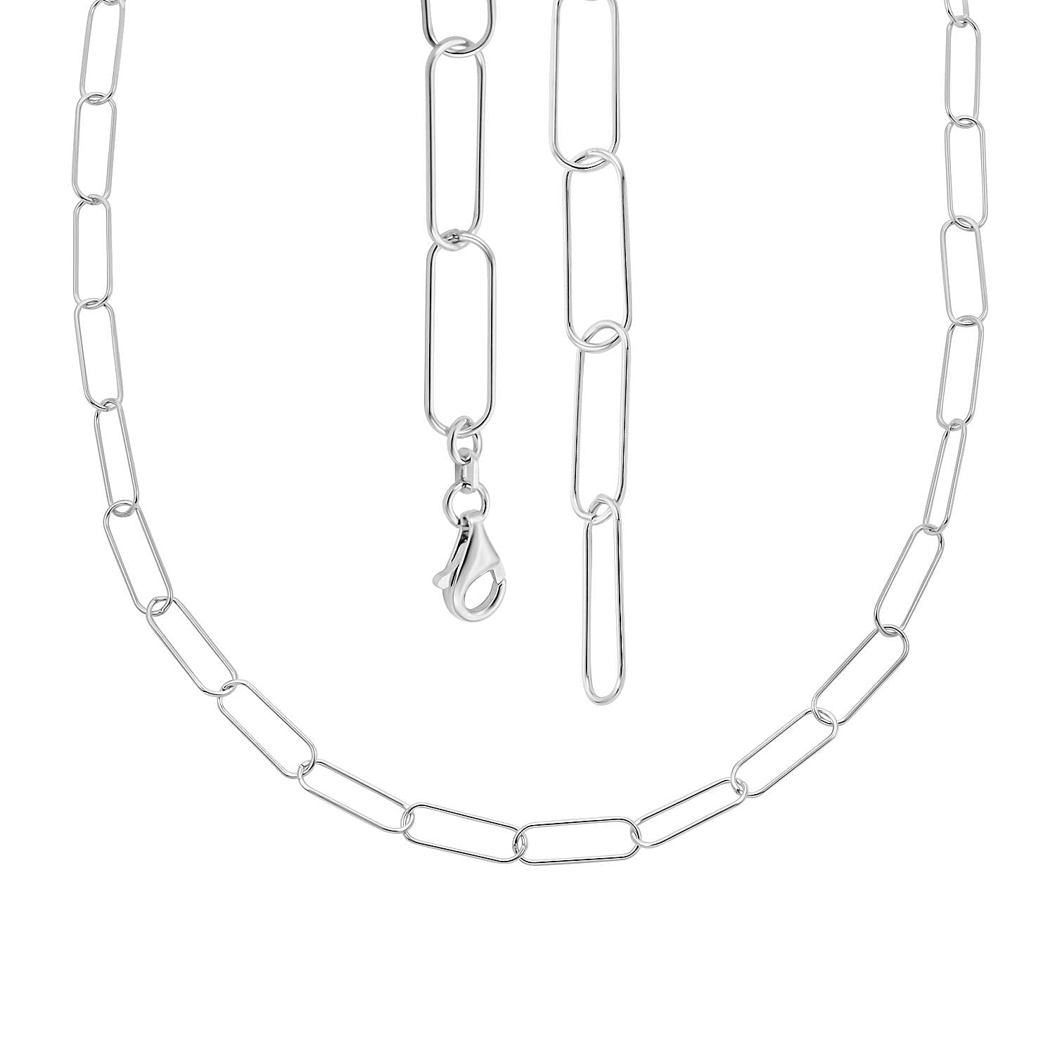 Italian Sterling Silver Paperclip Chain Necklace 22 Inches 7.30 Grams