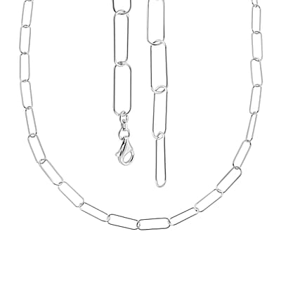 Italian Sterling Silver Paperclip Chain Necklace 22 Inches 7.30 Grams