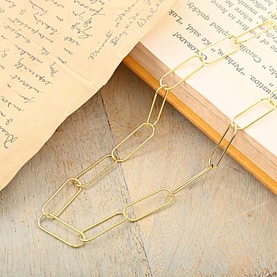 Italian 14K Yellow Gold Over Sterling Silver Paperclip Chain Necklace 22 Inches 7.30 Grams